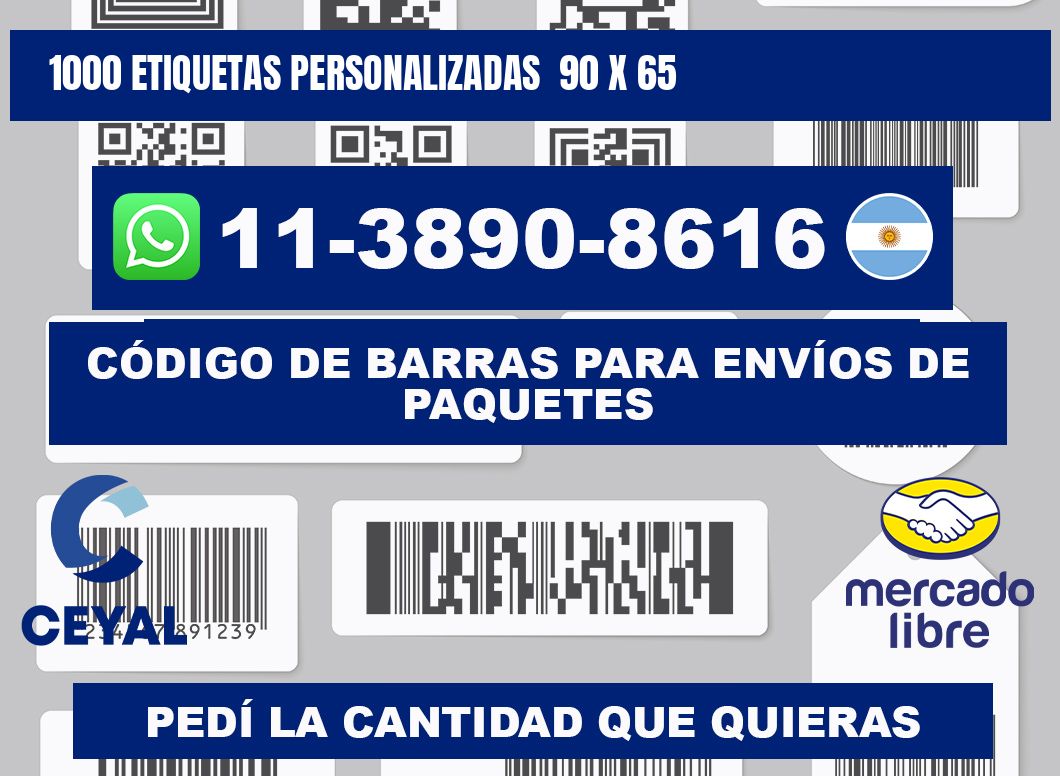 1000 etiquetas personalizadas  90 x 65