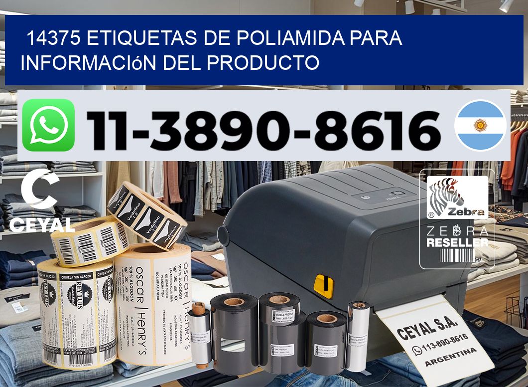 14375 Etiquetas de poliamida para información del producto