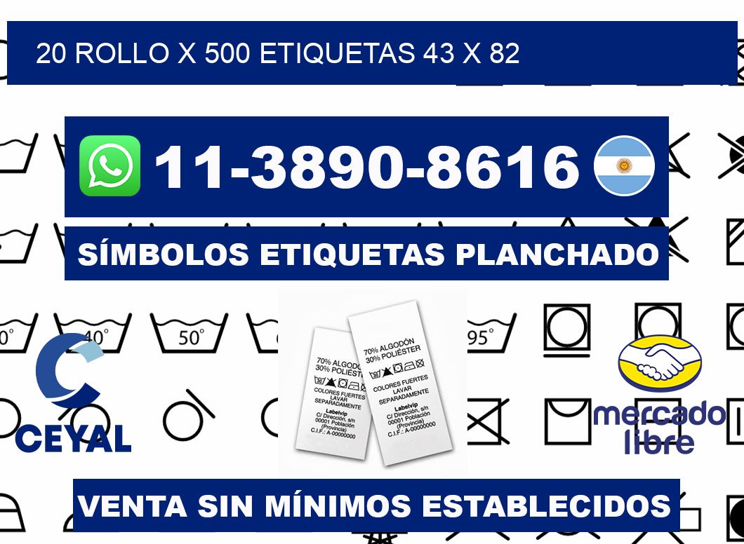 20 rollo x 500 etiquetas 43 x 82