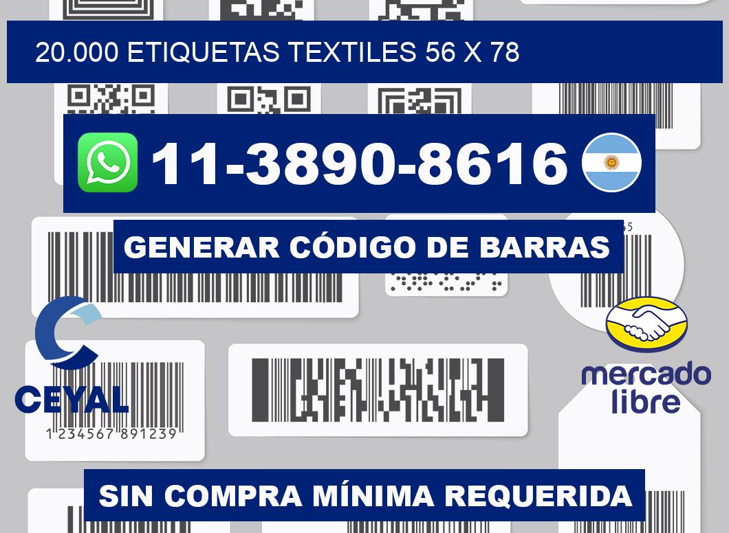 20.000 ETIQUETAS TEXTILES 56 x 78
