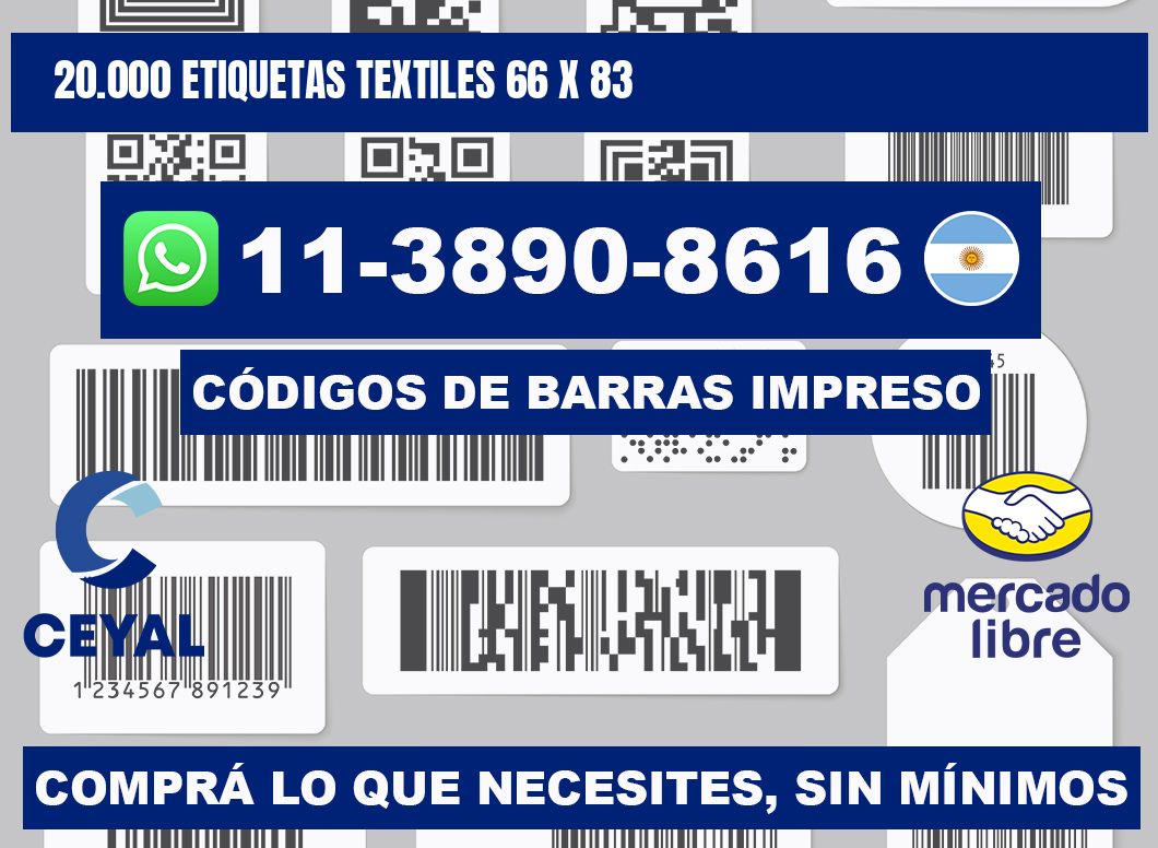 20.000 ETIQUETAS TEXTILES 66 x 83