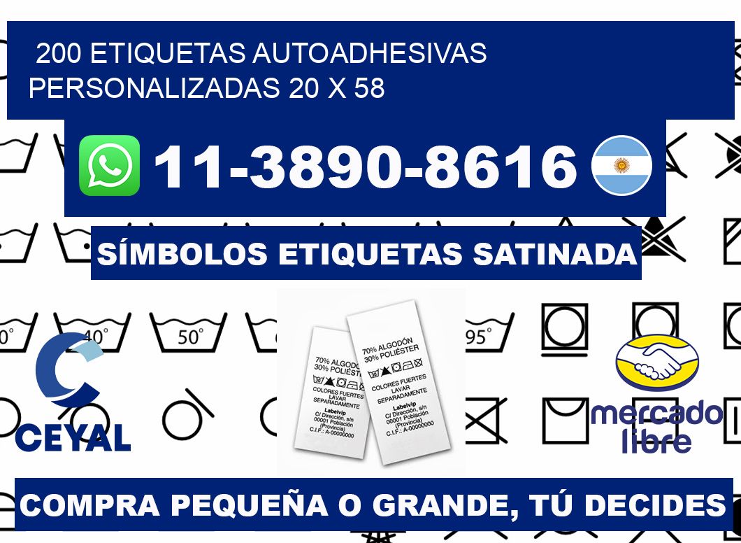 200 Etiquetas autoadhesivas personalizadas 20 x 58