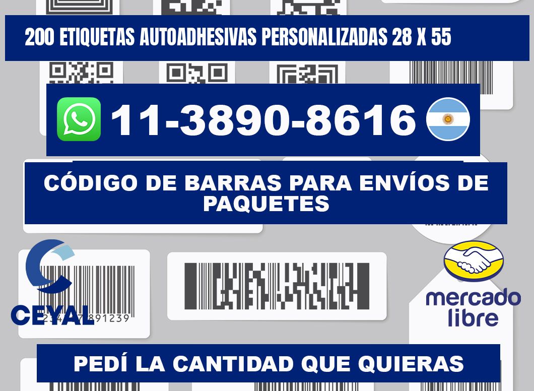 200 Etiquetas autoadhesivas personalizadas 28 x 55