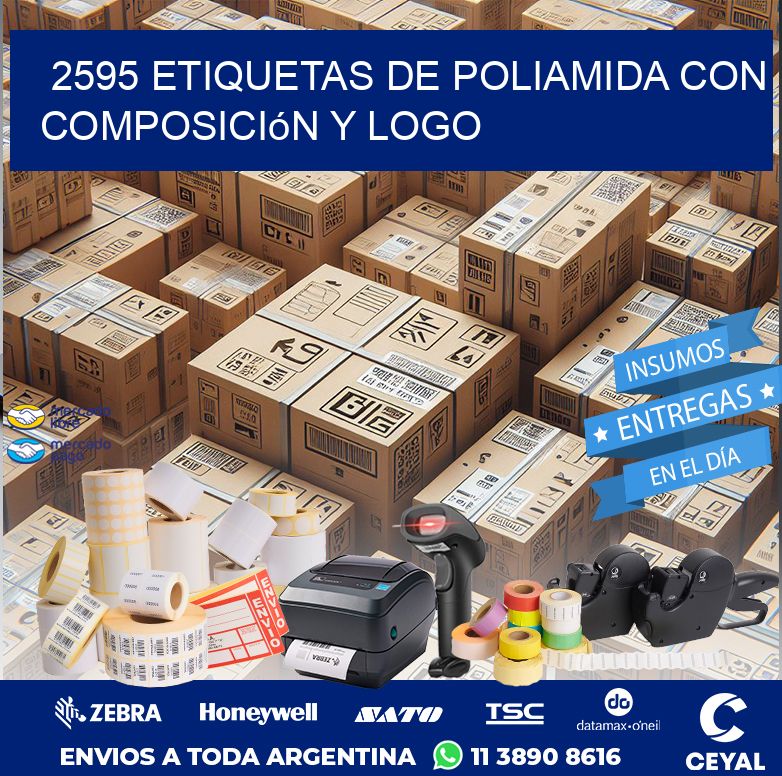 2595 Etiquetas de poliamida con composición y logo