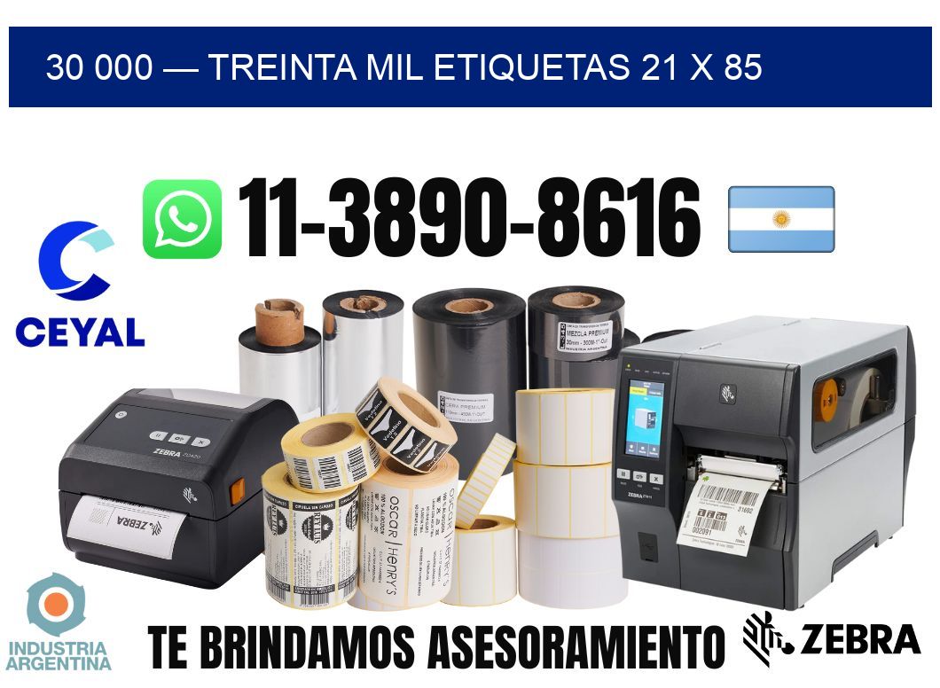 30 000 — treinta mil etiquetas 21 x 85