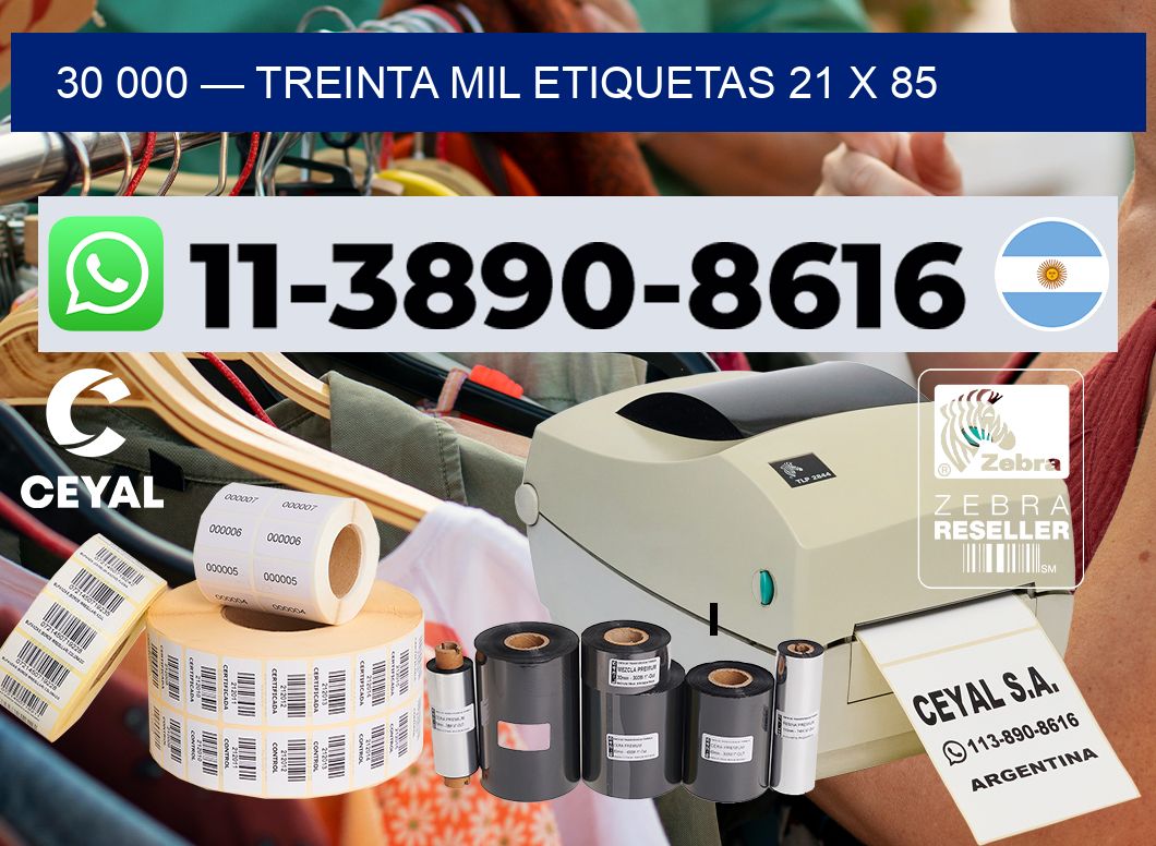 30 000 — treinta mil etiquetas 21 x 85