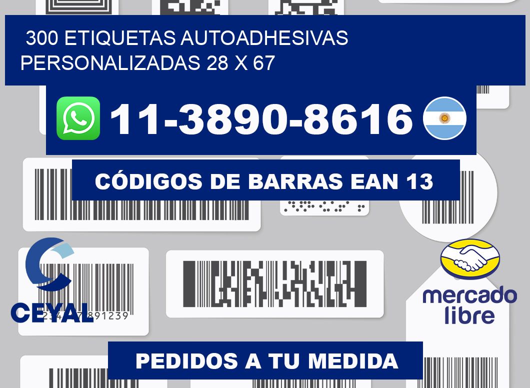 300 Etiquetas autoadhesivas personalizadas 28 x 67