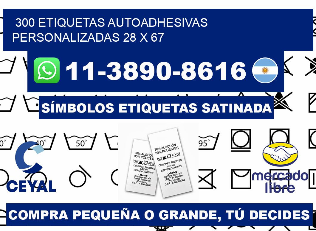 300 Etiquetas autoadhesivas personalizadas 28 x 67