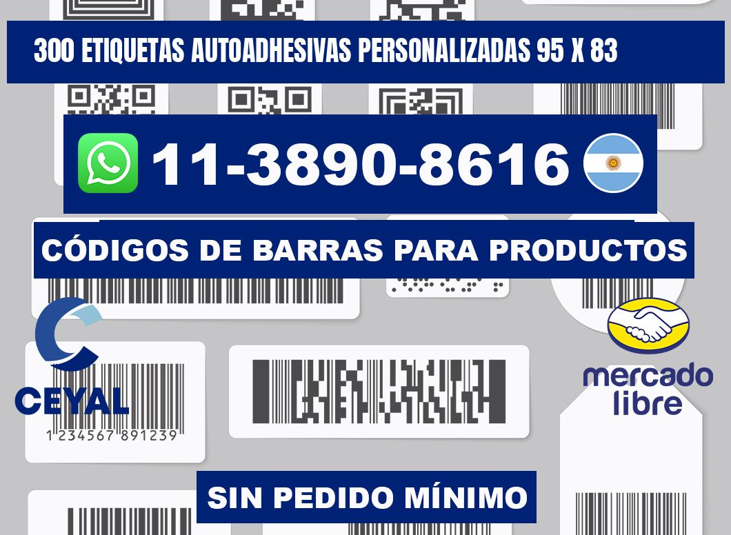 300 Etiquetas autoadhesivas personalizadas 95 x 83