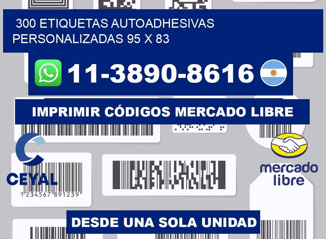 300 Etiquetas autoadhesivas personalizadas 95 x 83