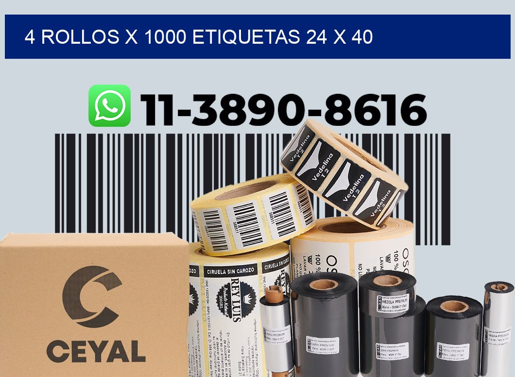4 rollos x 1000 etiquetas 24 x 40