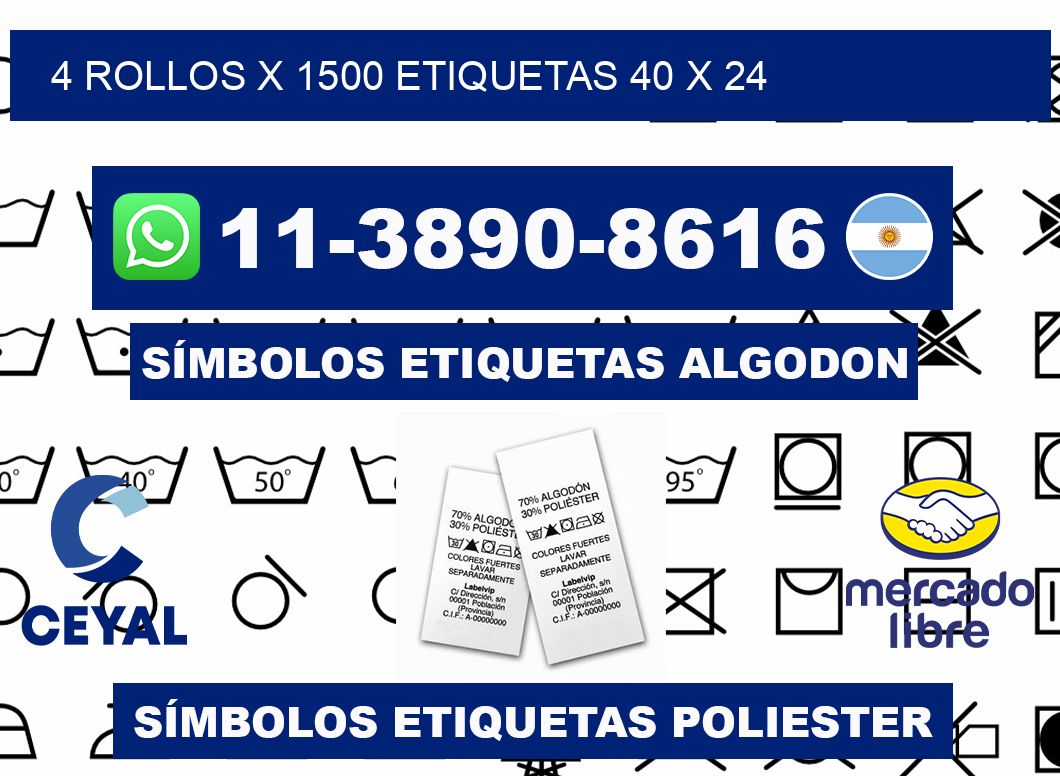4 rollos x 1500 etiquetas 40 x 24