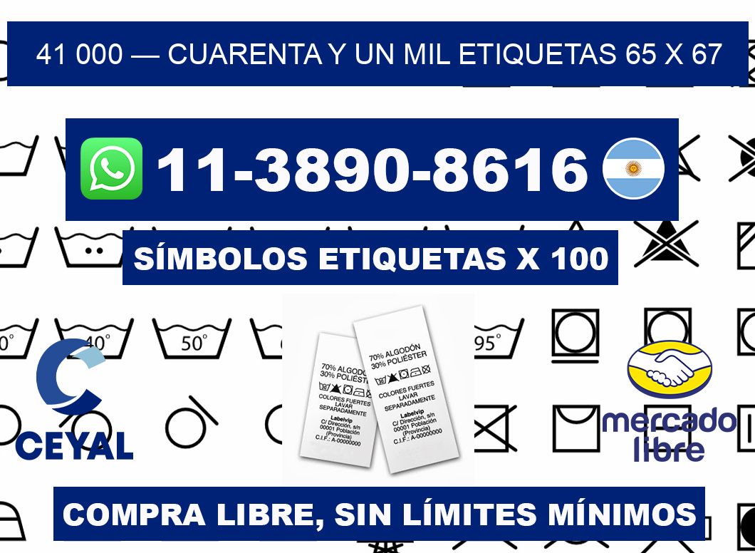 41 000 — cuarenta y un mil etiquetas 65 x 67