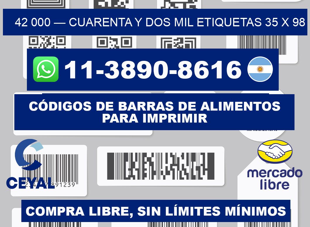 42 000 — cuarenta y dos mil etiquetas 35 x 98