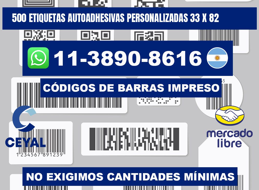 500 Etiquetas autoadhesivas personalizadas 33 x 82