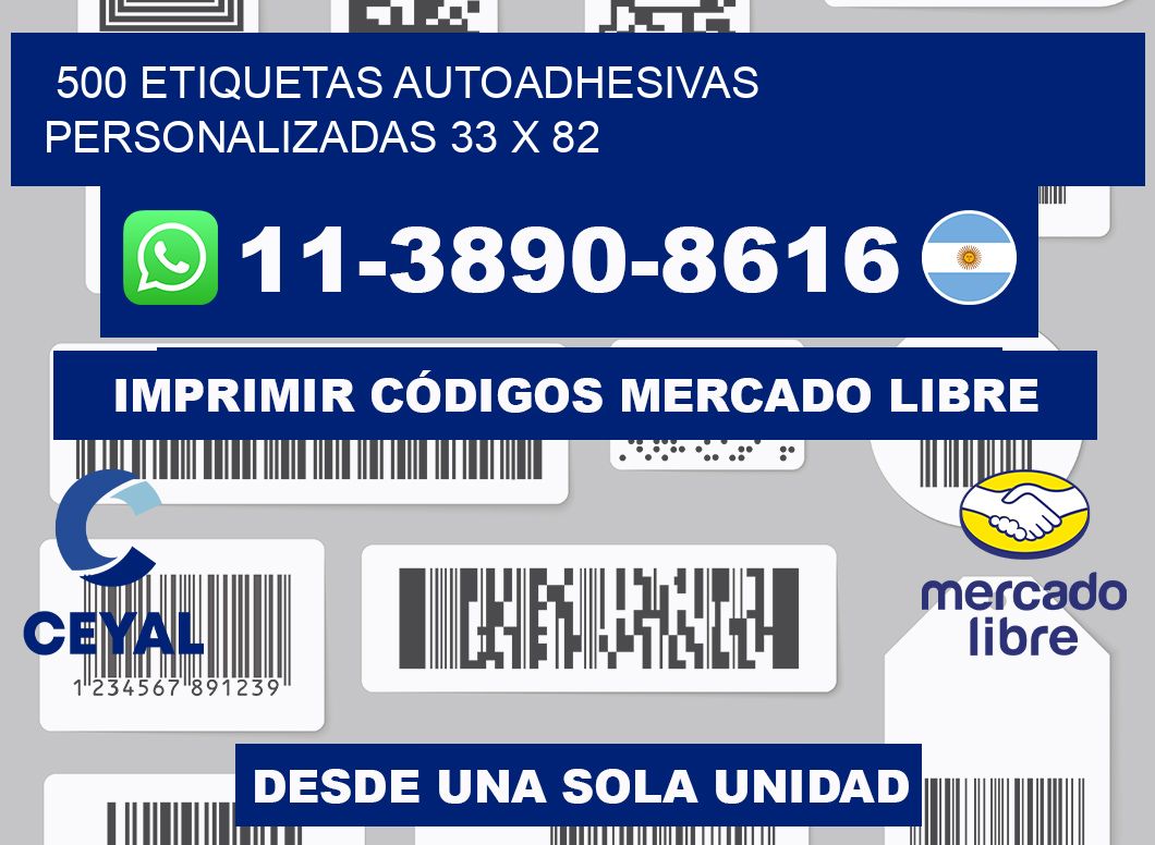 500 Etiquetas autoadhesivas personalizadas 33 x 82