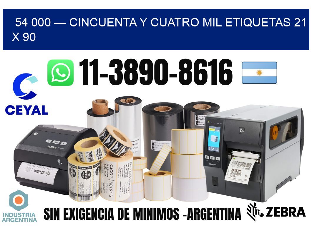 54 000 — cincuenta y cuatro mil etiquetas 21 x 90