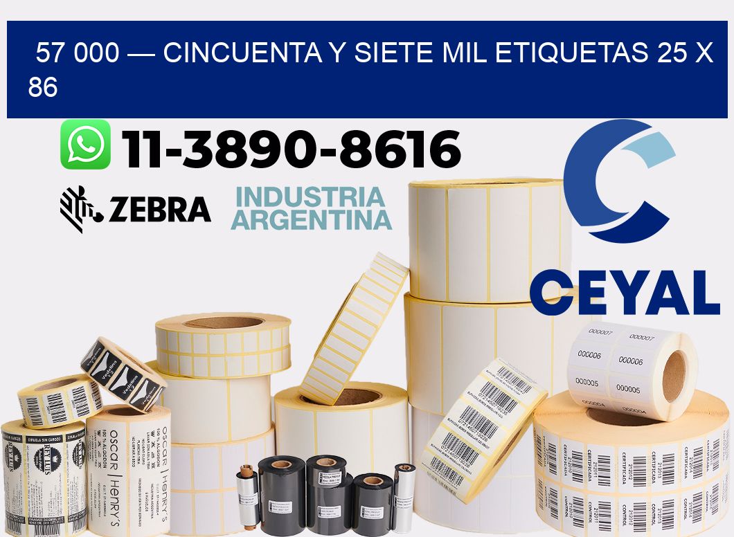 57 000 — cincuenta y siete mil etiquetas 25 x 86
