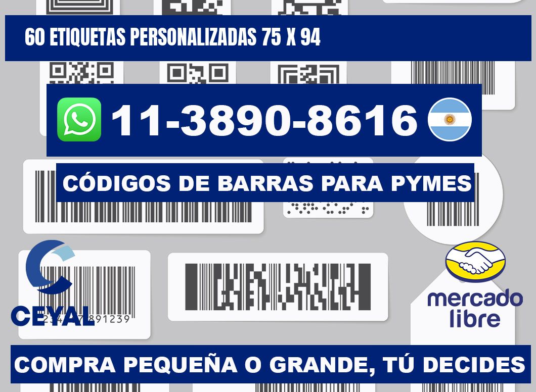 60 ETIQUETAS PERSONALIZADAS 75 x 94