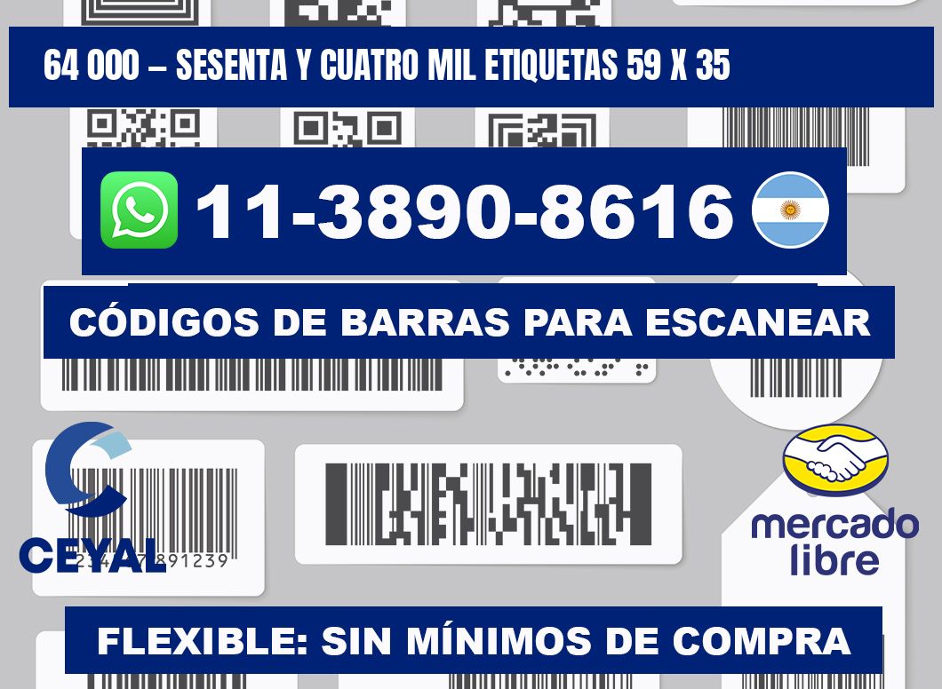 64 000 — sesenta y cuatro mil etiquetas 59 x 35