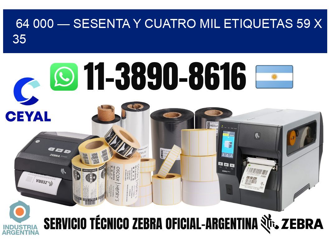 64 000 — sesenta y cuatro mil etiquetas 59 x 35