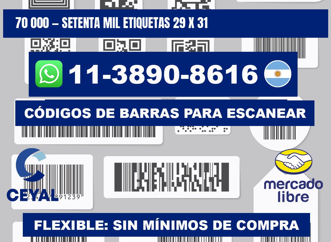 70 000 — setenta mil etiquetas 29 x 31
