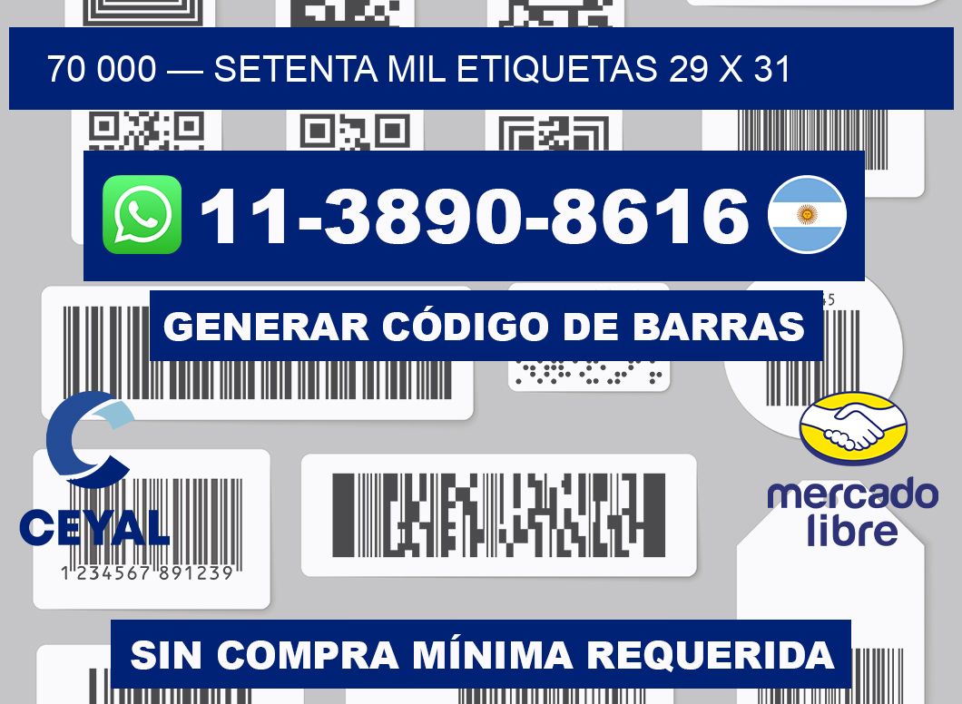 70 000 — setenta mil etiquetas 29 x 31