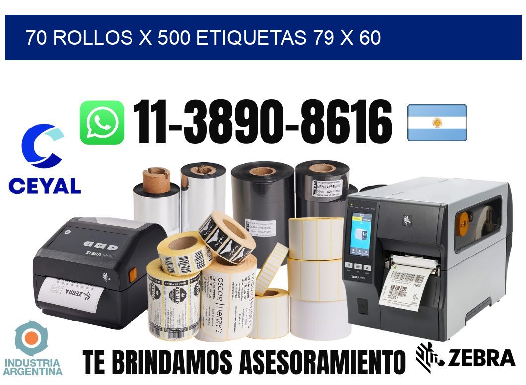 70 rollos x 500 etiquetas 79 x 60