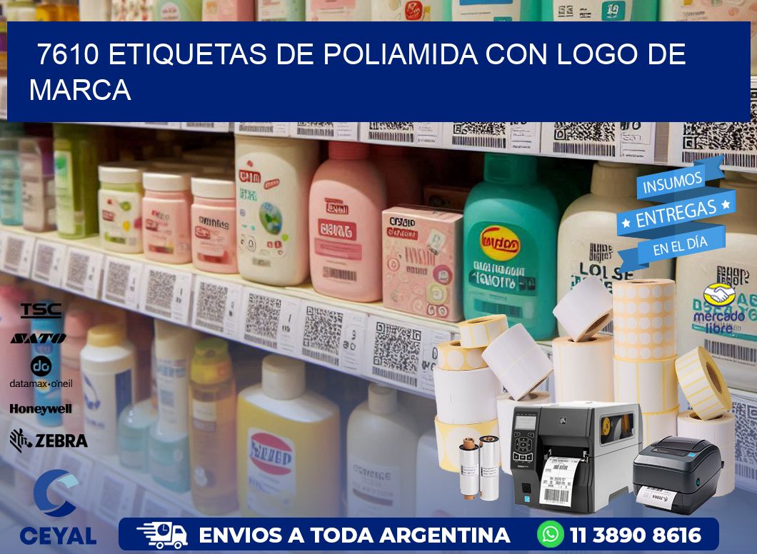 7610 Etiquetas de poliamida con logo de marca