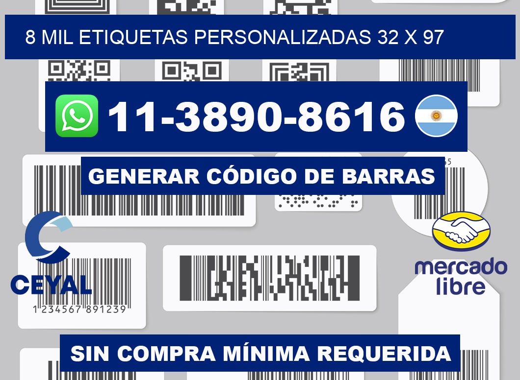 8 mil etiquetas personalizadas 32 x 97