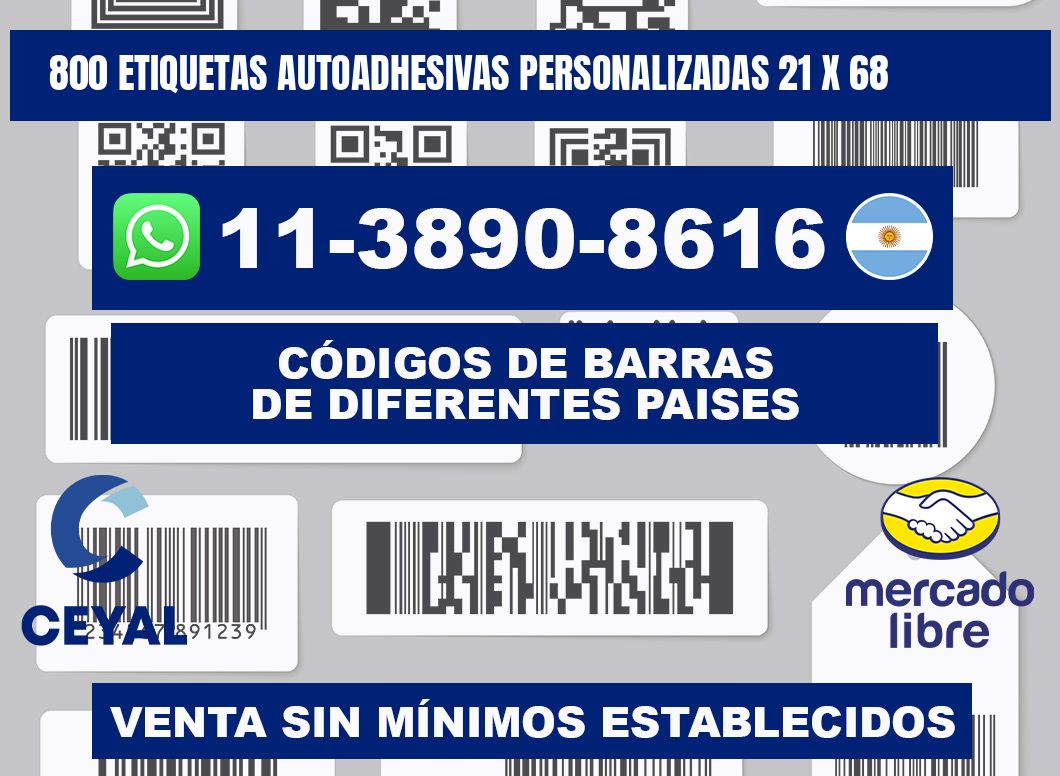 800 Etiquetas autoadhesivas personalizadas 21 x 68
