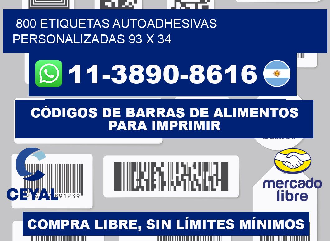 800 Etiquetas autoadhesivas personalizadas 93 x 34