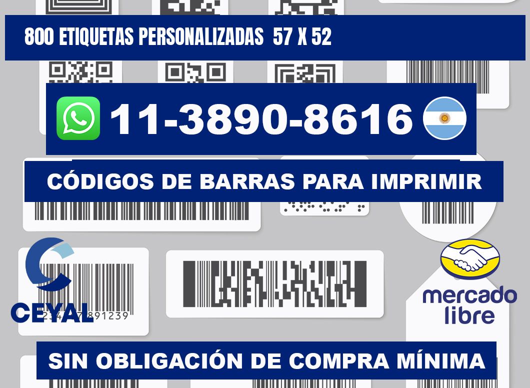 800 etiquetas personalizadas  57 x 52
