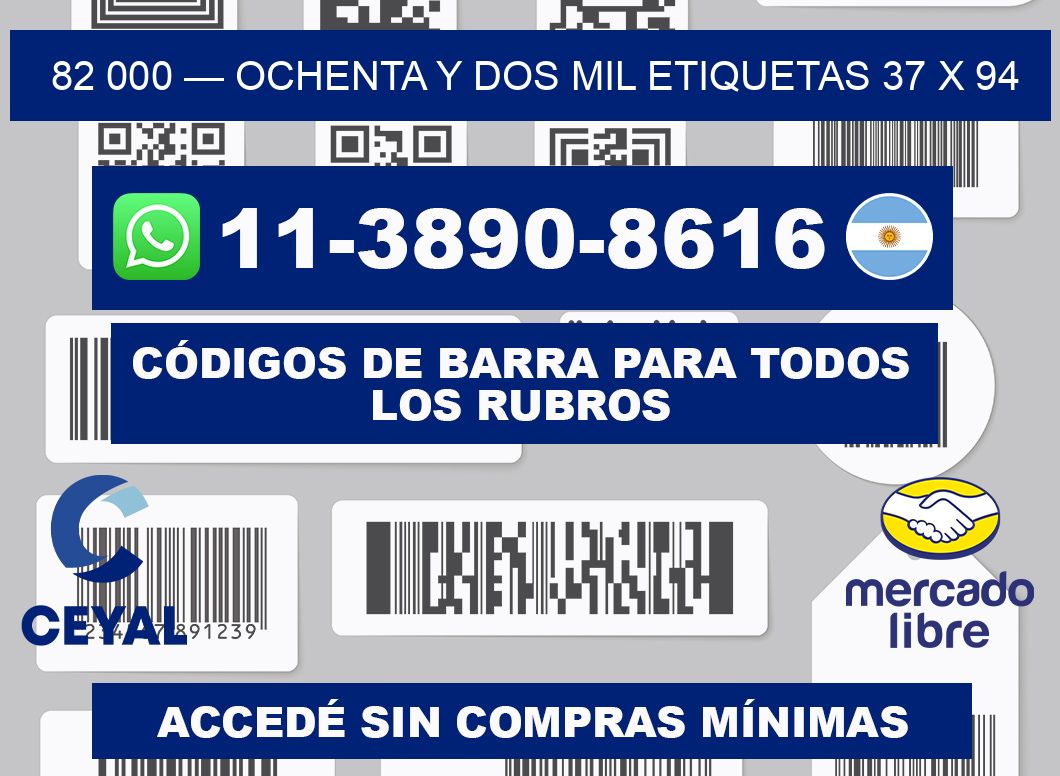 82 000 — ochenta y dos mil etiquetas 37 x 94