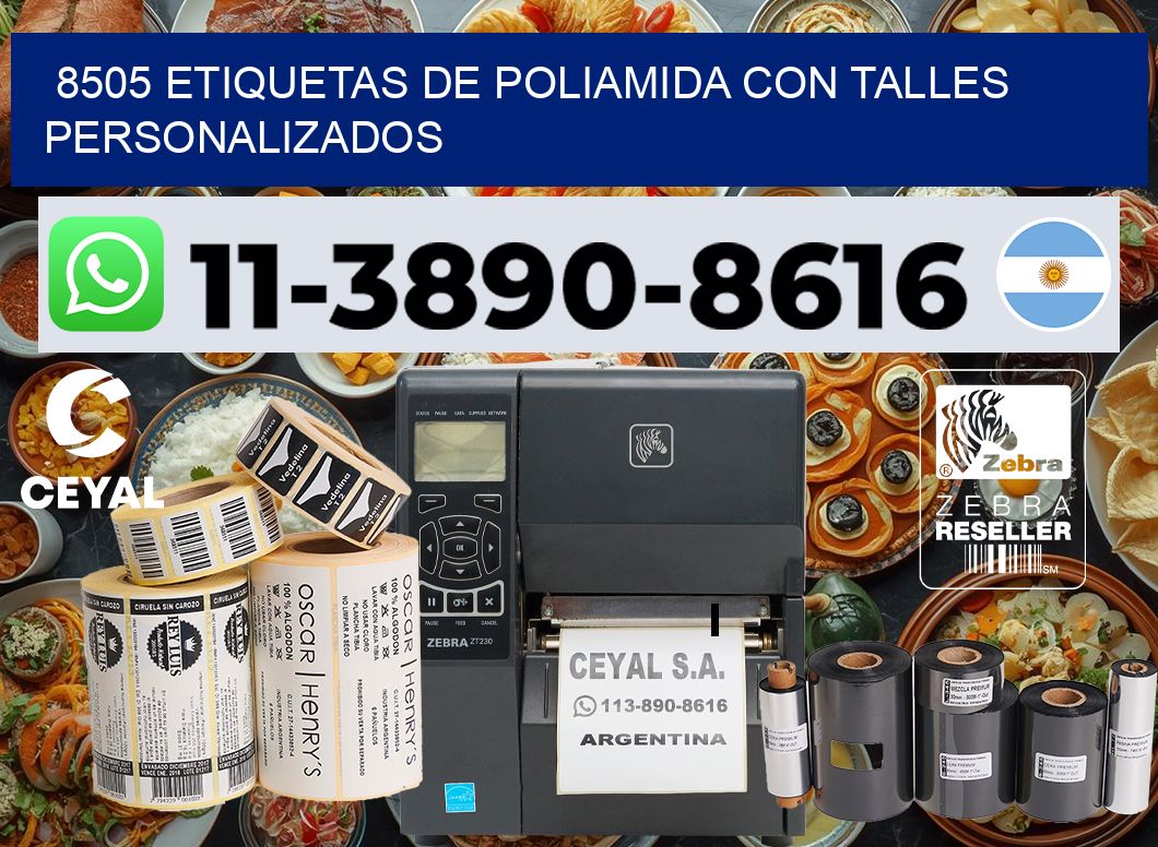 8505 Etiquetas de poliamida con talles personalizados