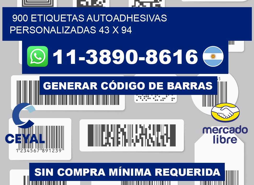 900 Etiquetas autoadhesivas personalizadas 43 x 94