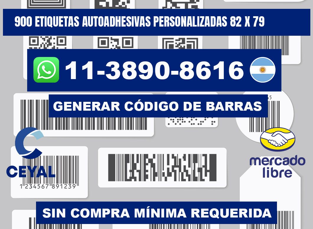 900 Etiquetas autoadhesivas personalizadas 82 x 79