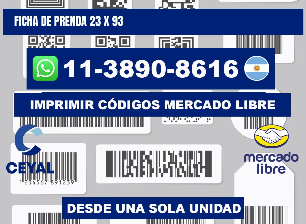 Ficha de prenda 23 x 93