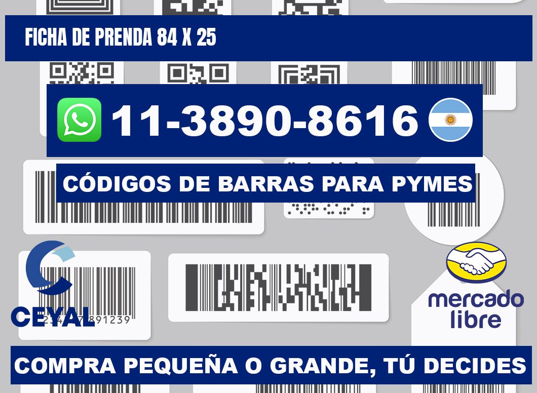 Ficha de prenda 84 x 25