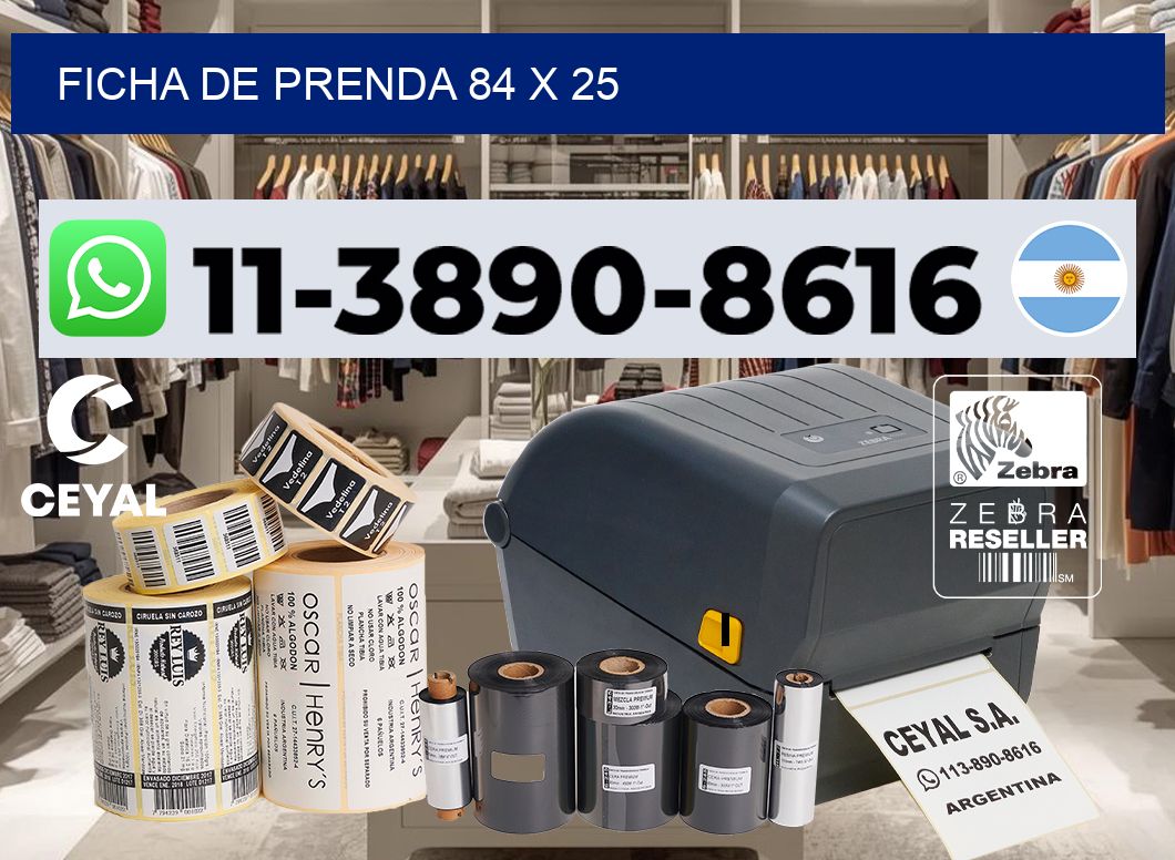 Ficha de prenda 84 x 25