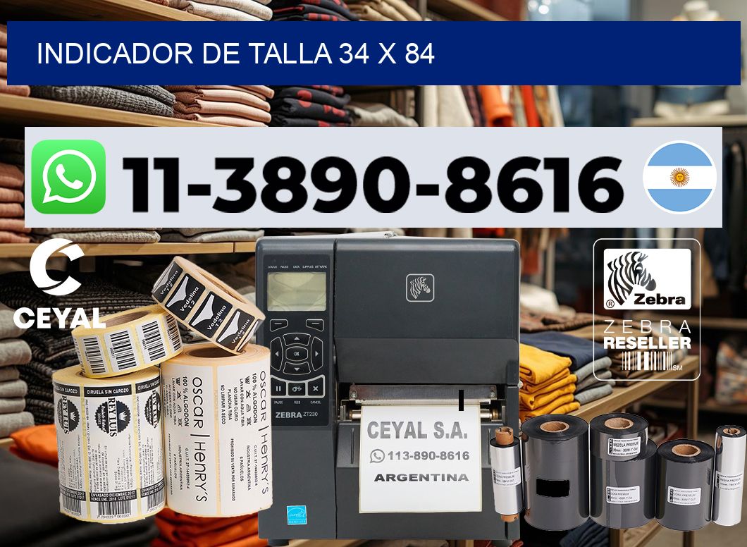 Indicador de talla 34 x 84