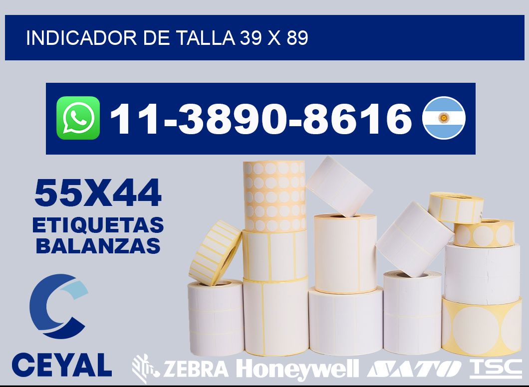 Indicador de talla 39 x 89