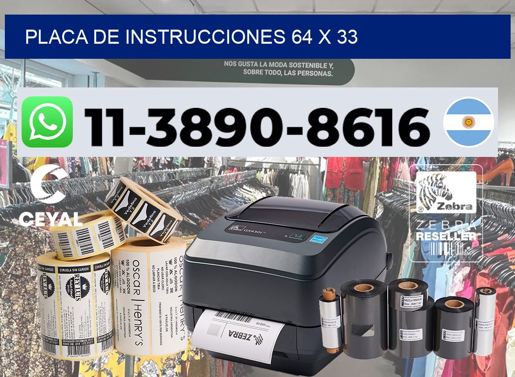Placa de instrucciones 64 x 33