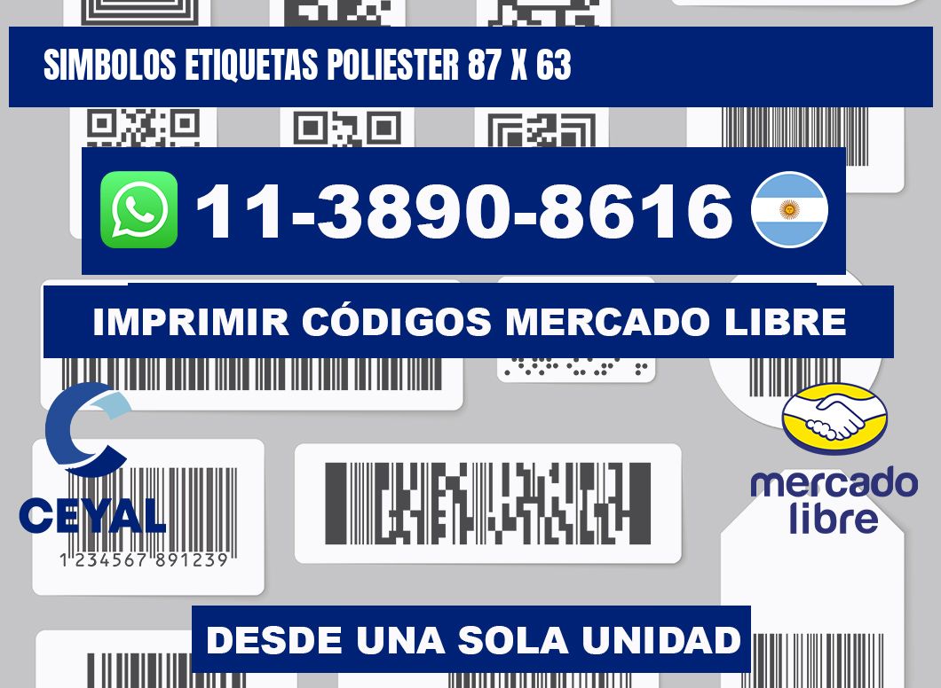 SIMBOLOS ETIQUETAS POLIESTER 87 x 63