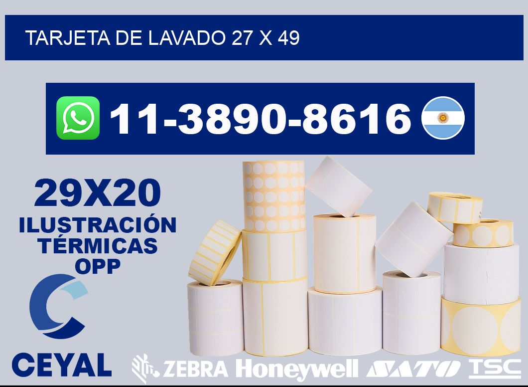 Tarjeta de lavado 27 x 49