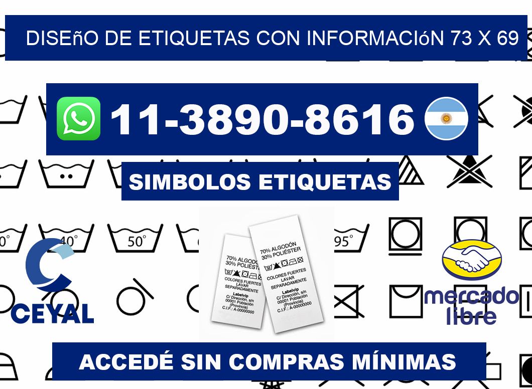 diseño de etiquetas con información 73 x 69