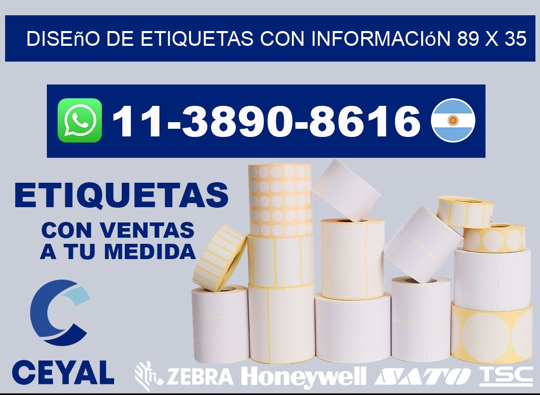 diseño de etiquetas con información 89 x 35