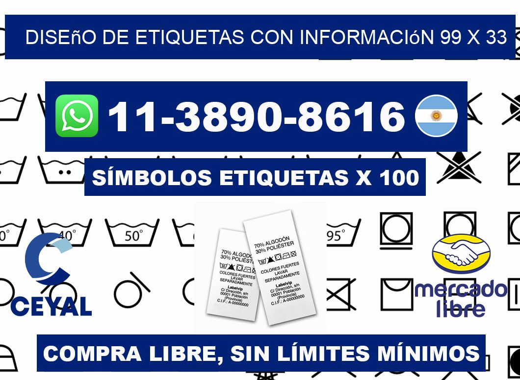 diseño de etiquetas con información 99 x 33