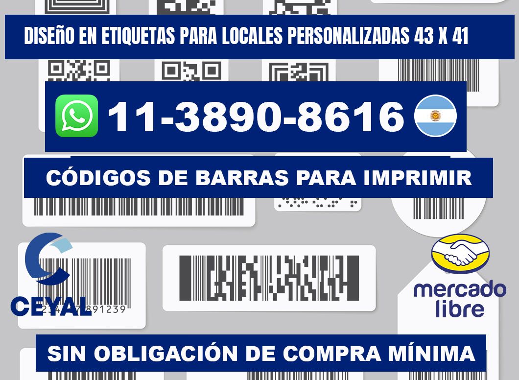 diseño en etiquetas para locales personalizadas 43 x 41