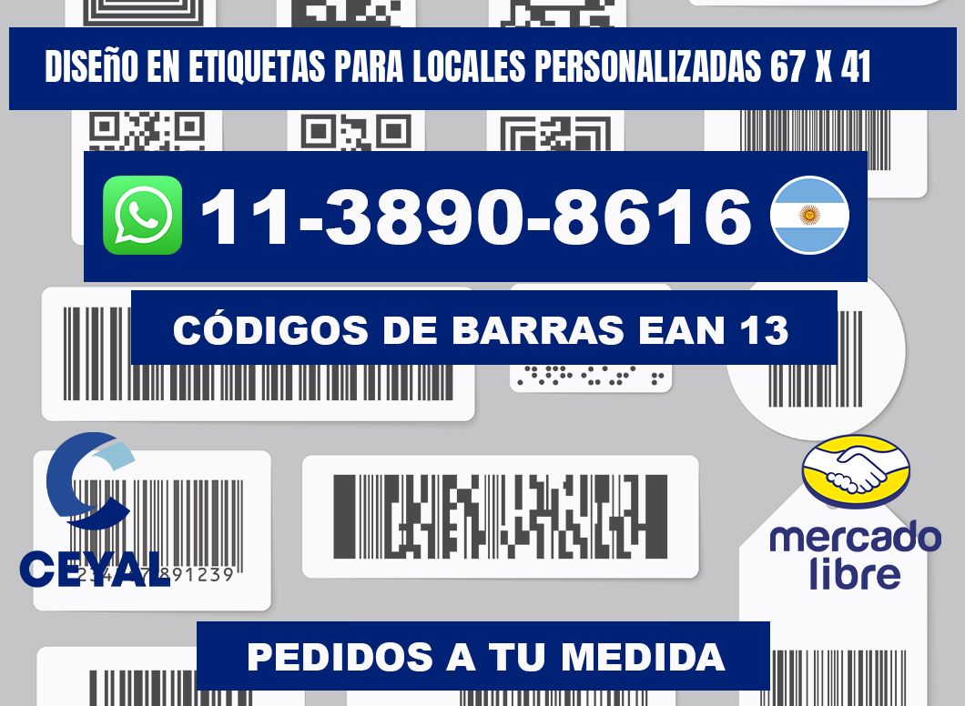 diseño en etiquetas para locales personalizadas 67 x 41